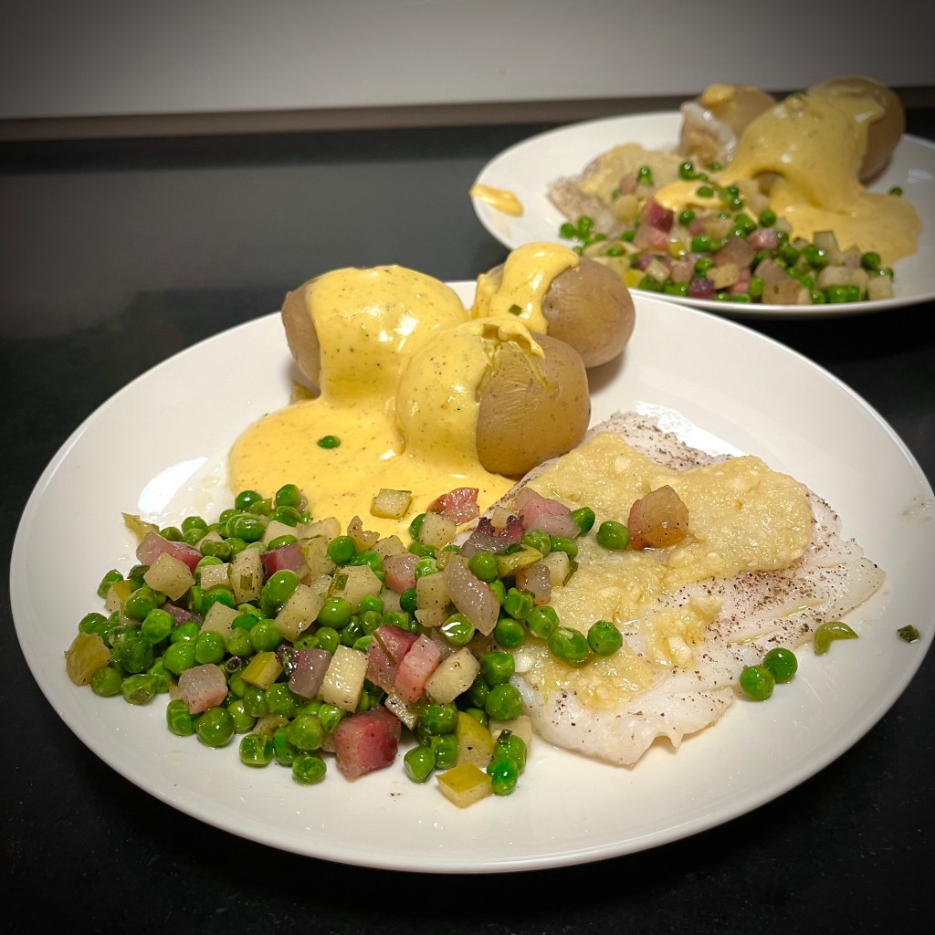 Ovnsbakt skrei med pancetta og&nbsp;sabayonne